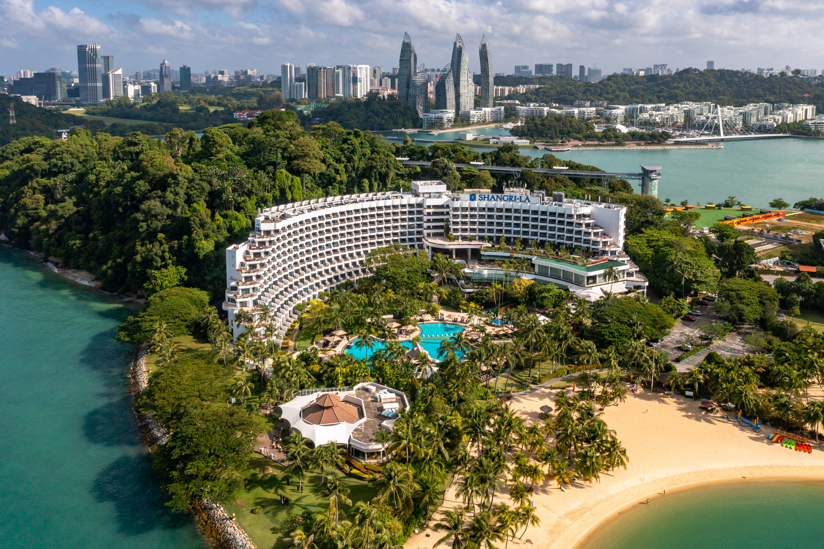 Aerial view of Shangri-La Rasa Sentosa Resort in Singapore