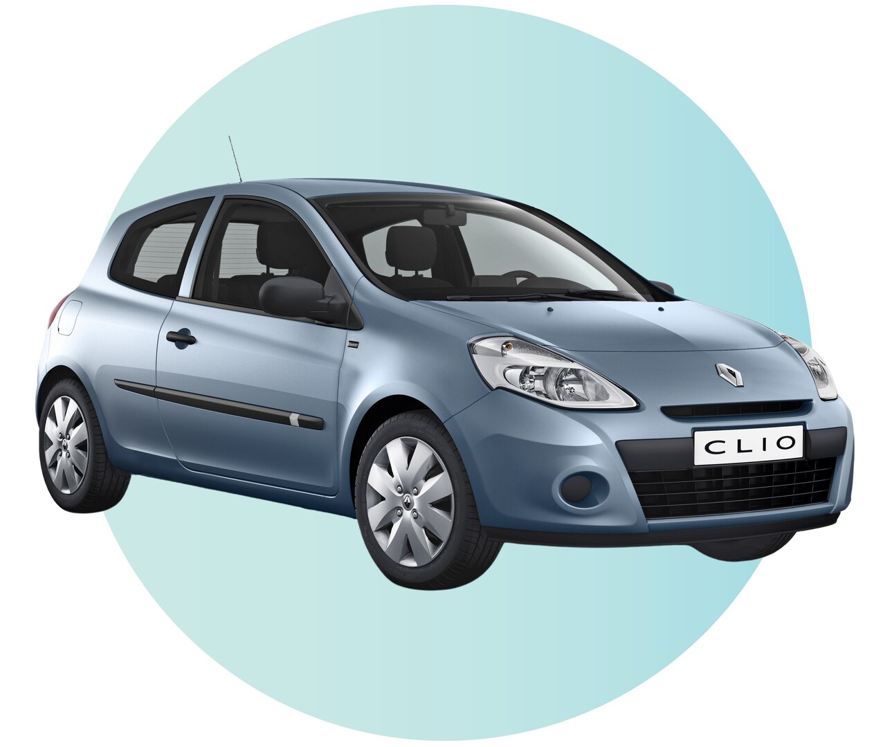 Light blue Renault Clio.