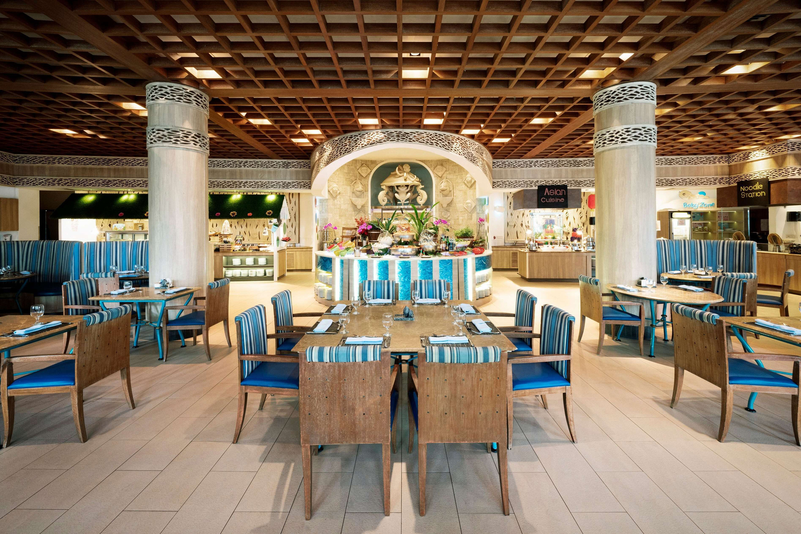 Dining area at Shangri-La Rasa Sentosa Resort in Singapore