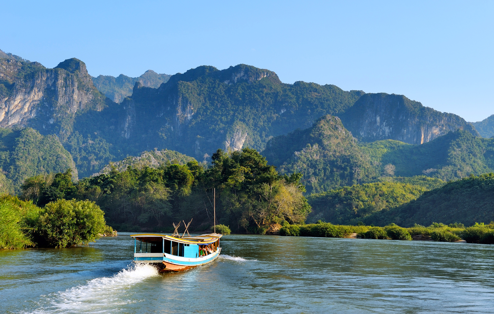 A boat tour on the Mekong River near Luang Prabang, Laos