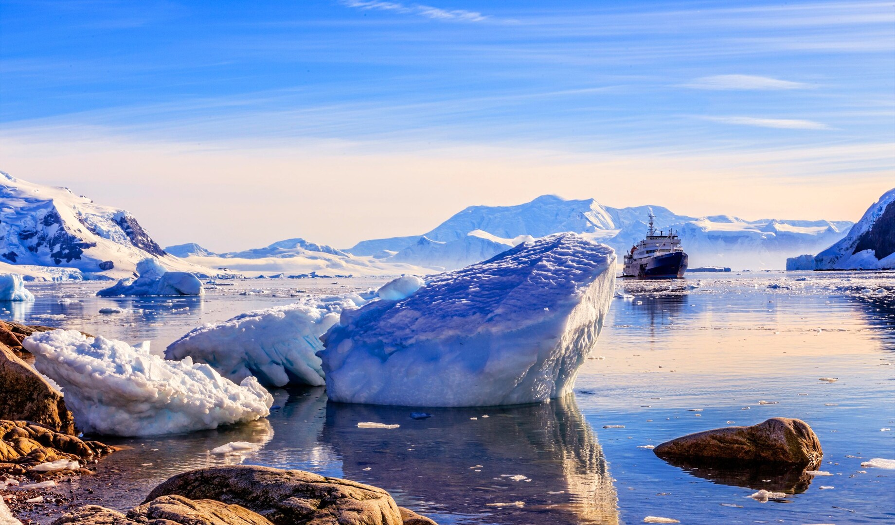 A cruise ship in Neco bay, Antarctica