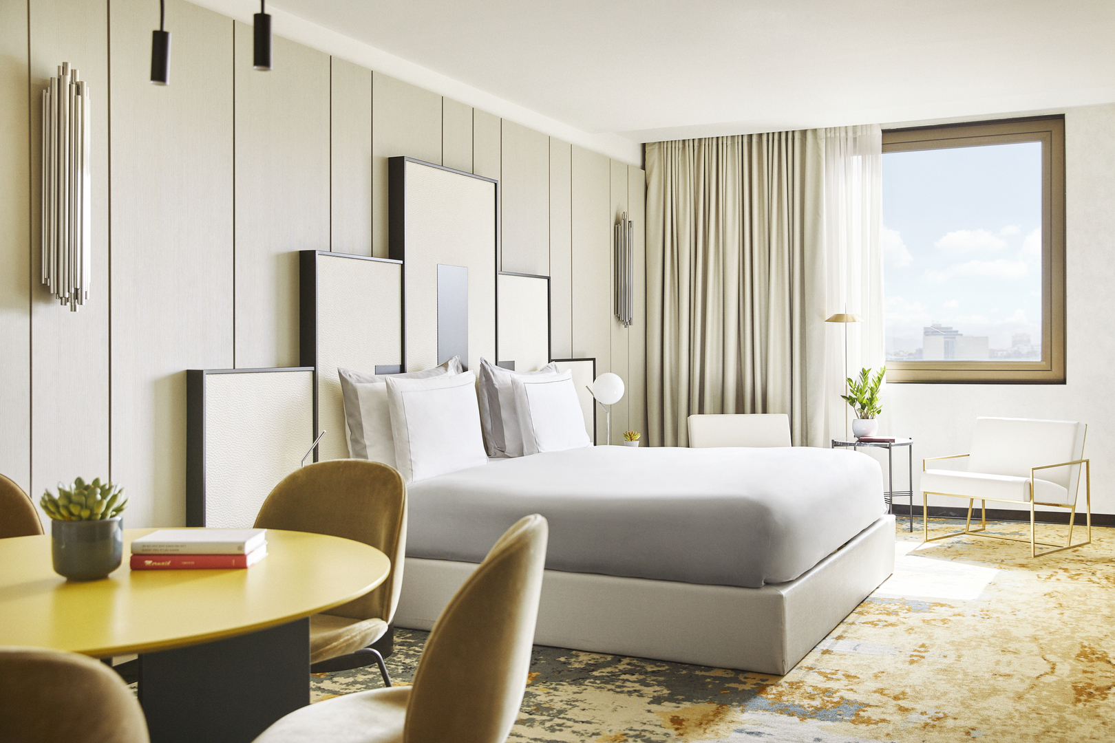 A bedroom at the Grand Hyatt Barcelona hotel