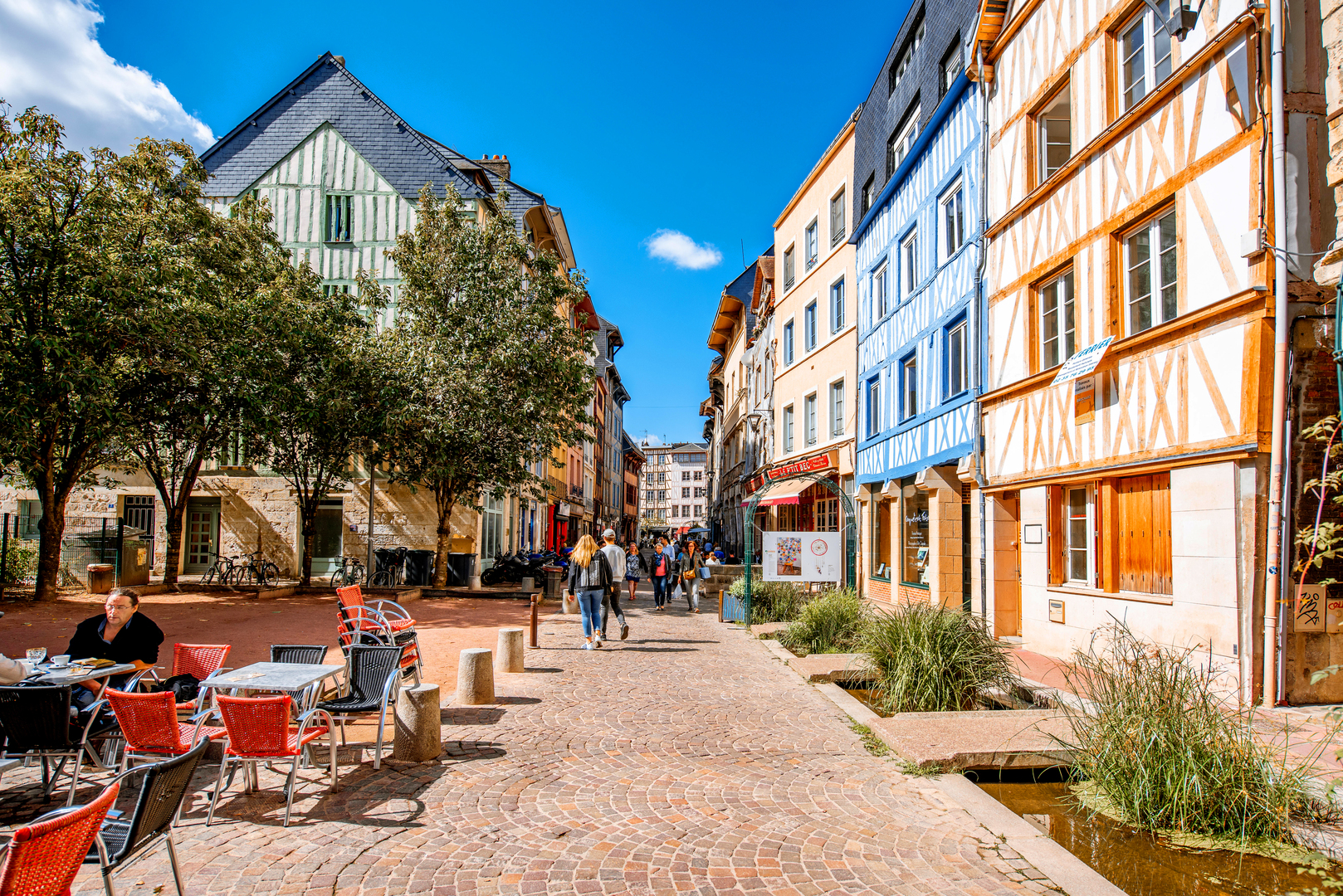 Half-timbered houses in the old town of Rouen, France
