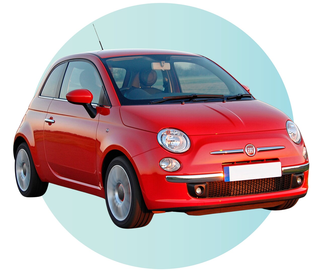 Red Fiat 500.