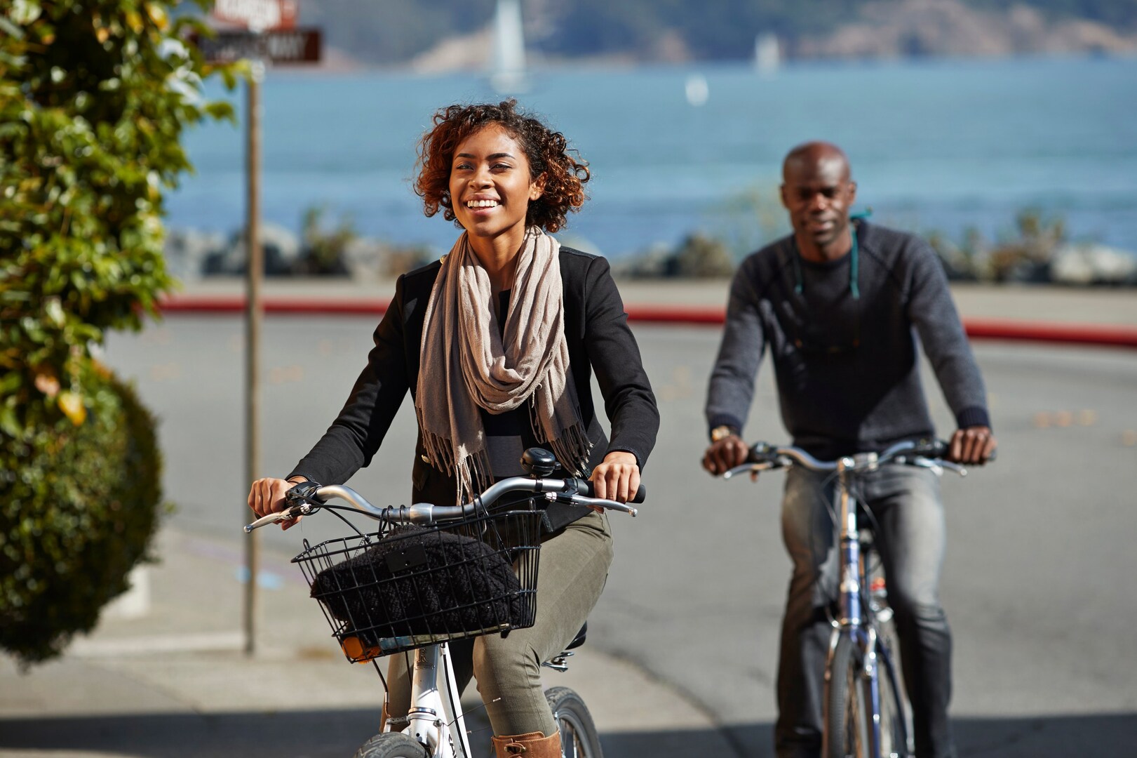 A couple cycling in San Francisco
