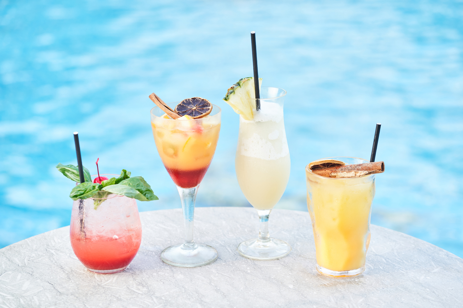 Poolside cocktails at Shangri-La Rasa Sentosa Resort in Singapore